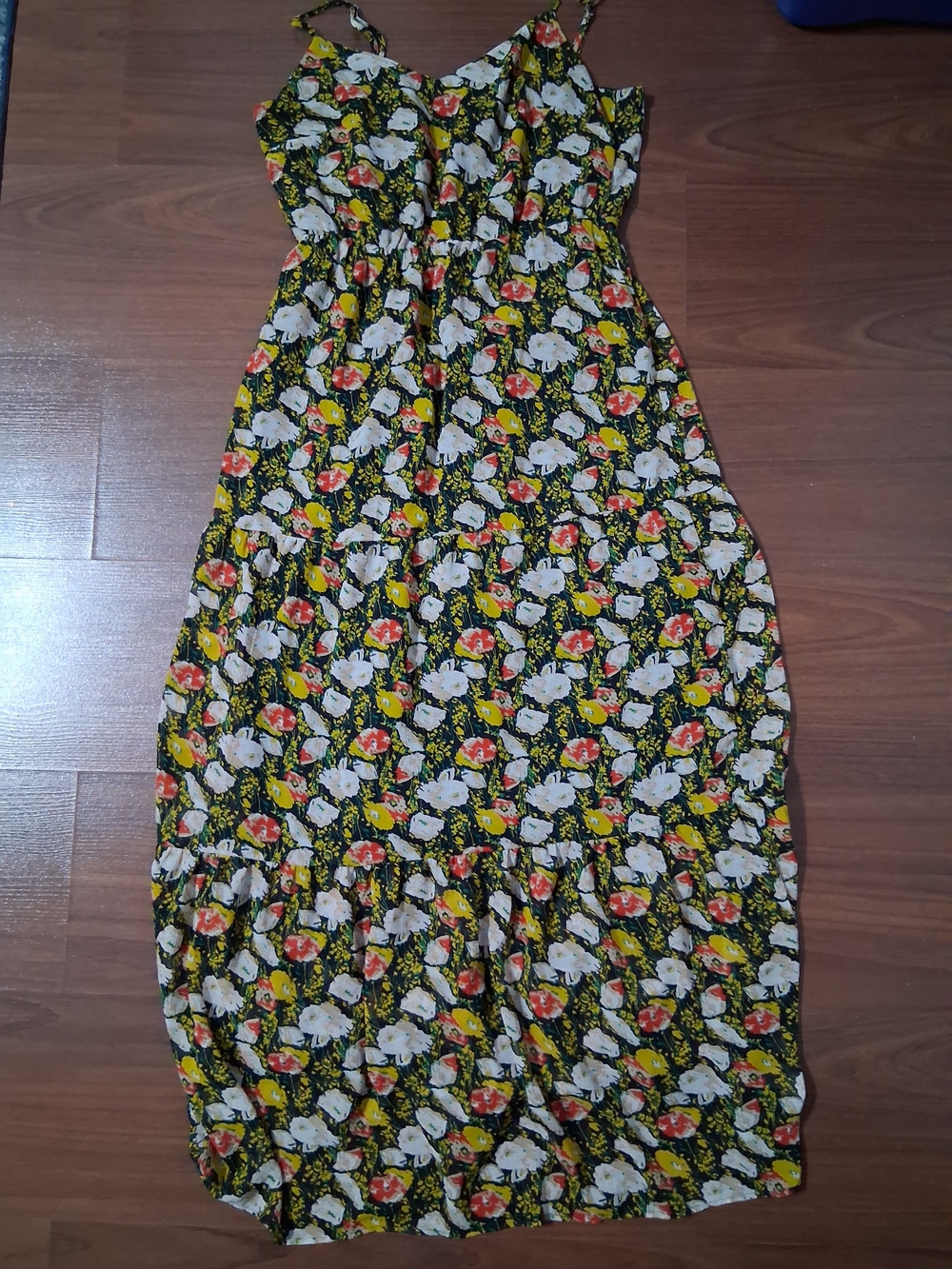 J. Crew Black Floral Maxi Dress with White and Yellow Blooms